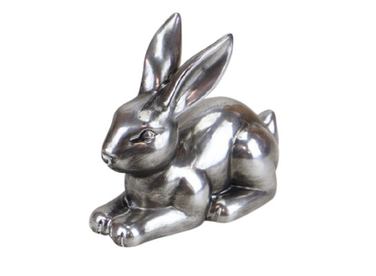 Figurka ceramiczna Zając 12,5 cm srebrny