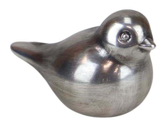 Figurka ceramiczna Ptak 8 cm srebrny