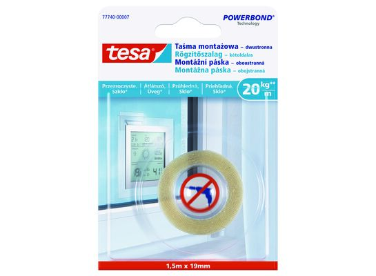 Taśma montażowa przezroczysta 19 mm x 1,5 m Tesa