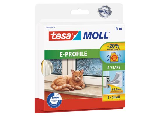 Uszczelka gumowa PROFIL-E biała 6 m x 9 mm tesa