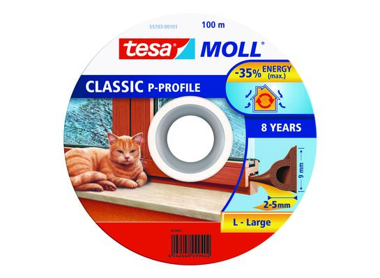 Uszczelka gumowa PROFIL-P bęben brązowa 9 mm x 100 m Tesa