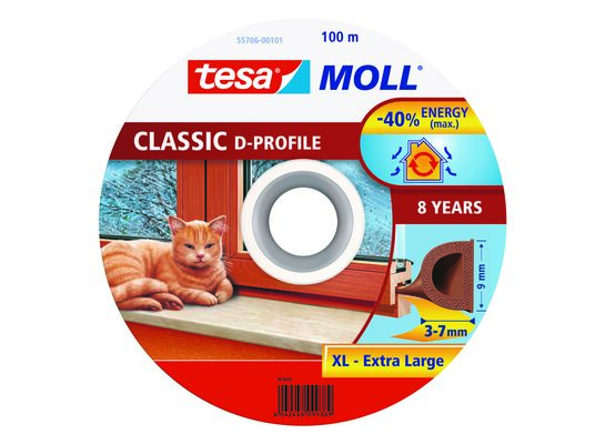 Uszczelka gumowa PROFIL-D bęben brązowa 100 m x 9 mm Tesa