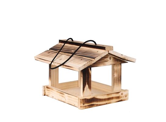 Karmnik drewniany opalany 23 x 22 x 18 cm brązowy