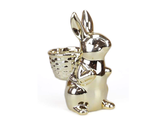 Figurka ceramiczna Zając z koszykiem 26,5 cm
