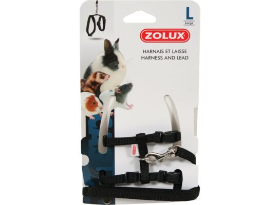 Szelki i smycz dla świnki morskiej L czarny ZOLUX