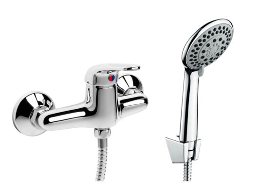 Bateria natryskowa z kompletem natryskowym Funkia chrom Deante