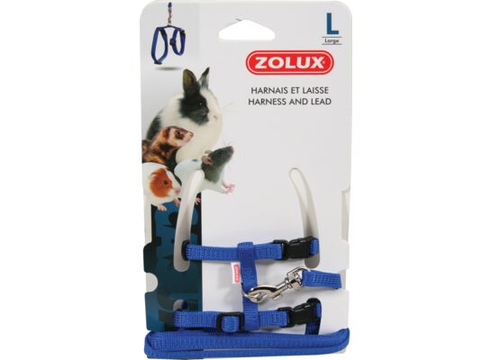 Szelki i smycz dla świnki morskiej L niebieski ZOLUX