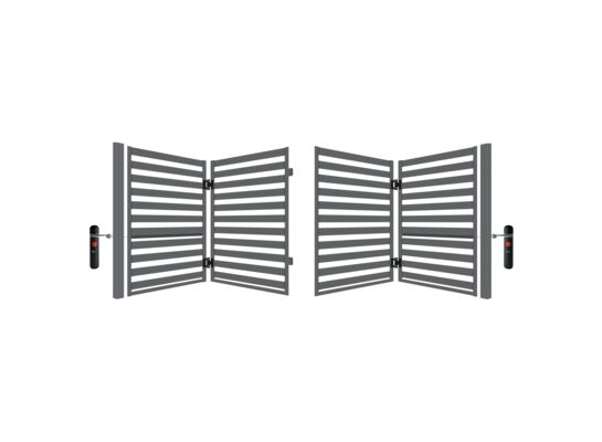 Brama dwuskrzydłowa łamana Dorian ocynk RAL7016 struktura 400 x 154 cm z automatem
