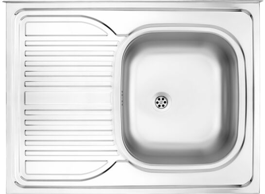 Zlewozmywak TANGO satyna 1-komorowyz ociekaczem lewy nakładany 800 x 600 + osprzęt