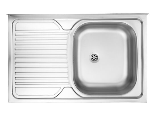 Zlewozmywak TANGO dekor 1-komorowy z ociekaczem lewy nakładany 800 x 500 + osprzęt