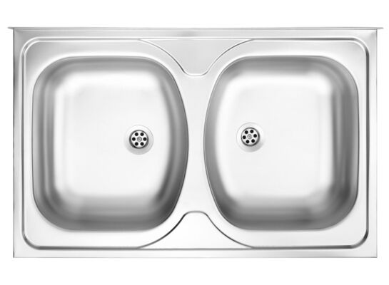 Zlewozmywak stalowy Tango dekor 80 x 50 cm 2-komorowy nieodwracalny Deante