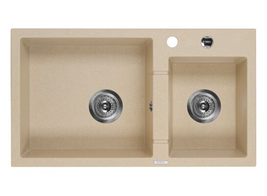 Zlewozmywak PIVA 2-komorowy piasek granit 780 x 440 x 180 + osprzęt