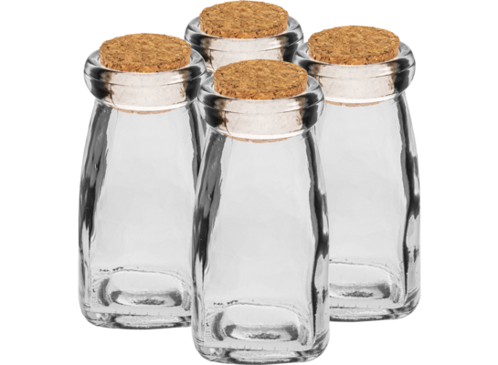 Zestaw buteleczek z korkami, 90 ml 4 sztuki