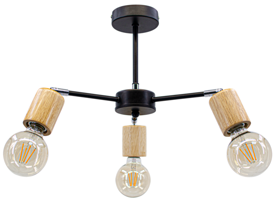 Oprawa oświetleniowa 3-płomienna E27 czarny+jasny dąb 1981/3 BL JD