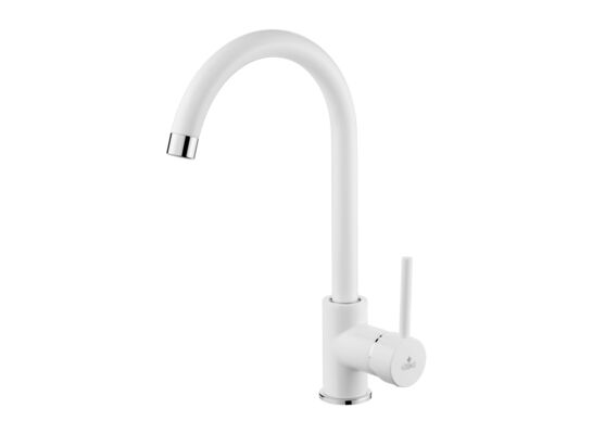 Bateria zlewozmywakowa z wylewką U Mango biała Deante