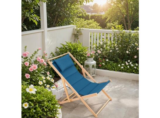 Leżak Soft z zagłówkiem niebieski