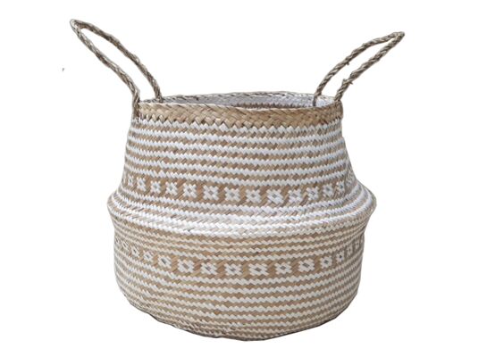 Kosz Boho beżowo-biały Ø40 cm