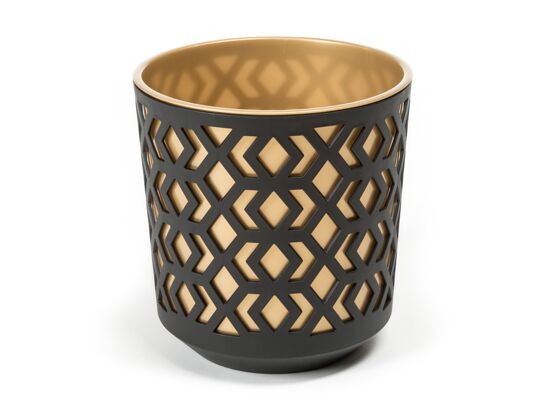 Doniczka AZTEK 14 korpus czarny + wkład złoty jasny Lamela