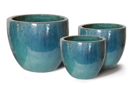 Donica mrozoodporna Glazed Egg Pot Celadon 38 x 32 cm niebieski