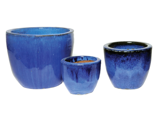 Donica ceramiczna glazurowana Ø30 x 26 cm niebieski