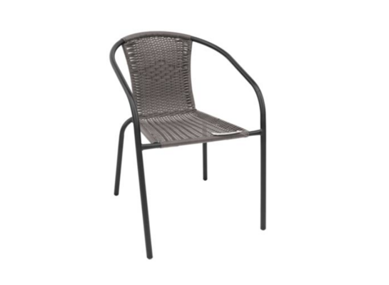 Fotel Bistro stal+rattan szary