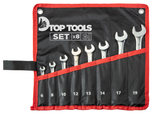 Klucze płasko-oczkowe 6-19 mm, zestaw 8 szt. TOP TOOLS