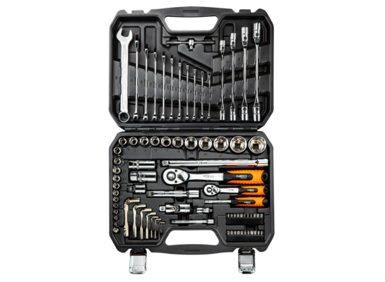 Klucze nasadowe 1/4", 1/2", zestaw 77 szt., CrV NEO