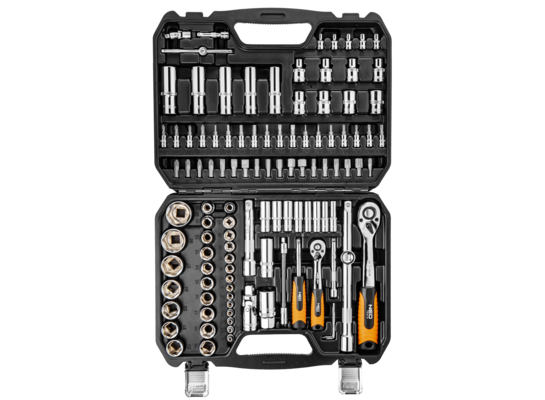 Klucze nasadowe 1/4", 1/2", zestaw 111 szt., CrV