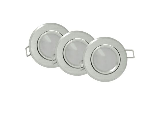 Oprawki LED POLUX SUN OLAL-IO84WWS2-250 srebrny szczotkowany 3 szt.