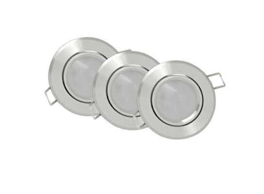 Oprawki LED POLUX SUN OLAL-IO84WWS1-250 srebrny połysk 3 szt.