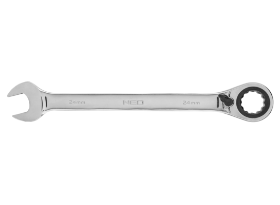 Klucz płasko-oczkowy z grzechotką i przełącznikiem 24 mm NEO