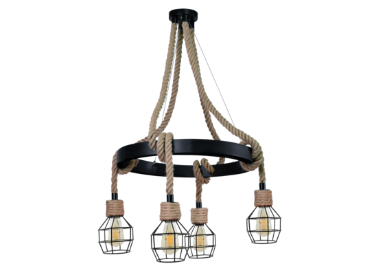 Lampa IL MIO ROPE ALEGRA 4xE27 lina konopna+czarna