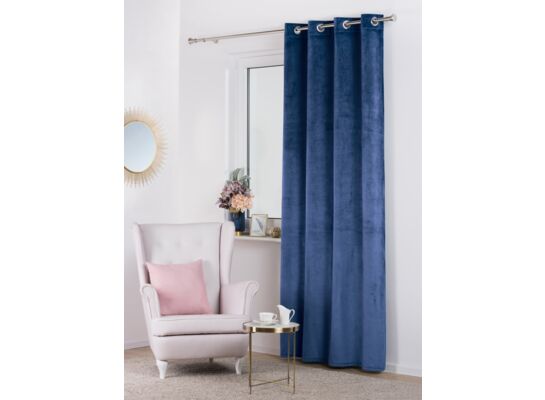 Zasłona z kółkami VELVET 140 x 260 cm granatowa