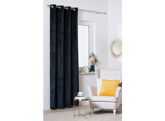 Zasłona z kółkami VELVET 140 x 260 cm czarna