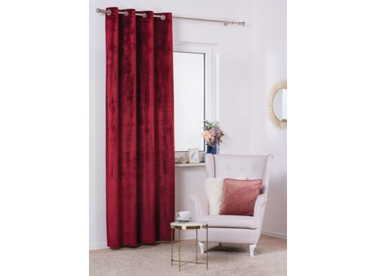 Zasłona z kółkami VELVET 140 x 260 cm rubinowa