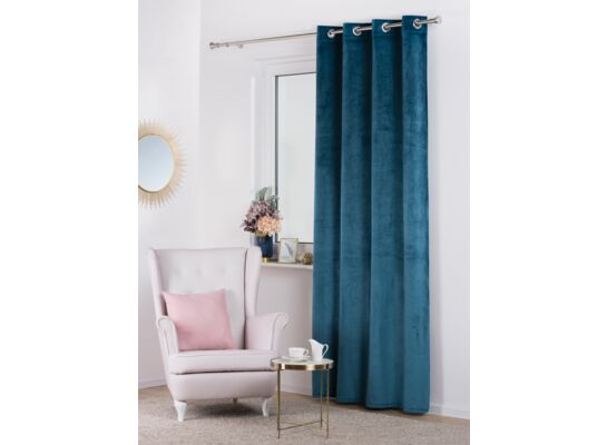 Zasłona z kółkami VELVET 140 x 260 cm morska