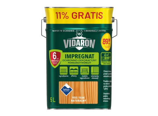 Impregnat Powłokotwórczy Ochronno-Dekoracyjny Teak Naturalny V05 5 l VIDARON