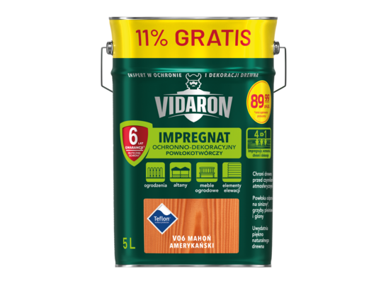 Impregnat Powłokotwórczy Ochronno-Dekoracyjny Mahoń Amerykański V06 5 l VIDARON