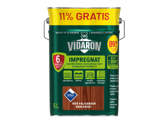 Impregnat Powłokotwórczy Ochronno-Dekoracyjny Palisander Królewski V08 5 l VIDARON