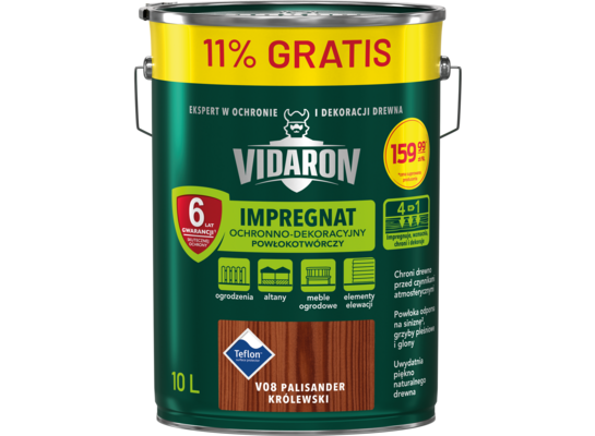 Impregnat Powłokotwórczy Ochronno-Dekoracyjny Palisander Królewski V08 10 l VIDARON