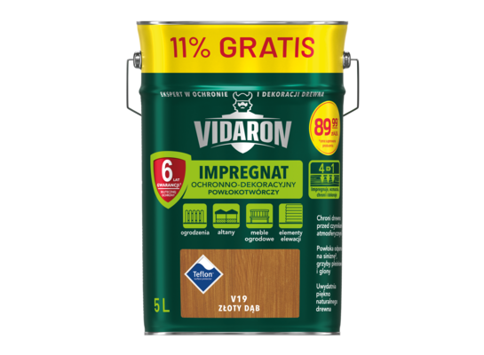 Impregnat Powłokotwórczy Ochronno-Dekoracyjny Złoty Dąb V19 5 l VIDARON