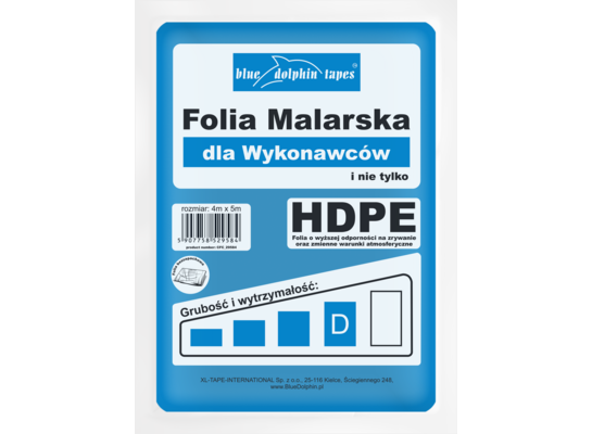 Folia malarska dla wykonawców D* 4 m x 5 m Blue Dolphin