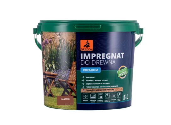 Impregnat akrylowy do drewna PREMIUM 5 l kasztan Dragon