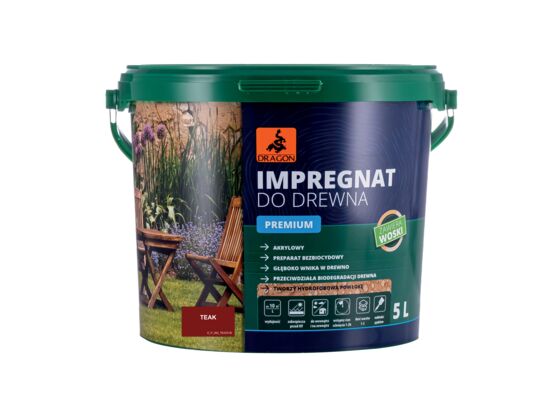Impregnat akrylowy do drewna PREMIUM 5 l teak Dragon