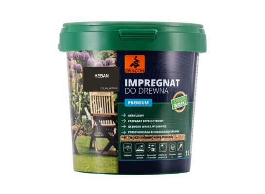 Impregnat akrylowy do drewna PREMIUM 1 l heban Dragon