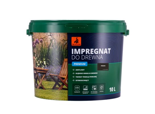 Impregnat akrylowy do drewna PREMIUM 10 l heban Dragon