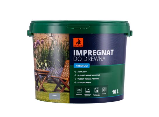 Impregnat akrylowy do drewna PREMIUM 10 l szary Dragon