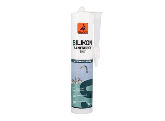 Silikon sanitarny 280 ml biały kartusz Dragon