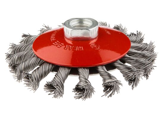 Szczotka druciana tarczowa odgięta 115 mm x M14, INOX GRAPHITE