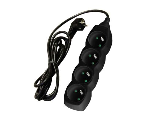Przedłużacz 4-gniazda z uziemieniem PP28 3 m czarny DPM